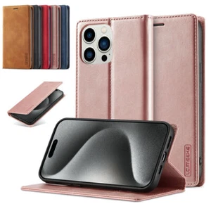 Handyhülle für iPhone 16 15 14 13 12 Pro Max Plus Wallet Flip Case Schutz Tasche - Picture 1 of 82