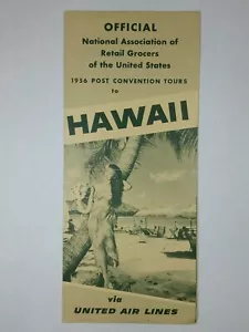 1956 UNITED Airlines Hawaii NARGUS Grocers Convention Vintage Tourist Pamphlet - Picture 1 of 6