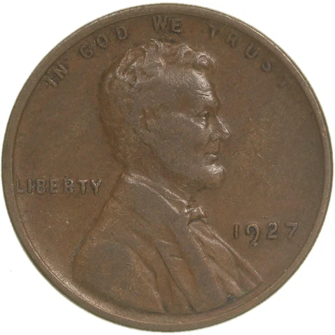 1927 (P) Lincoln Wheat Cent Very Fine Penny VF Cover