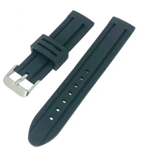 Black Divers Rubber Silicone Waterproof Sports Watch Strap 18/20/22/24/26/28mm - Picture 1 of 3