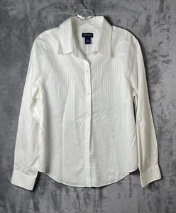 Ann Taylor Damen Button Down Langarm weiß Bluse Größe 14 100 % Baumwolle - Bild 1 von 6