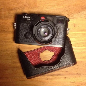 Kenji Leather Half Case with wood base for Leica M3 M4 MP M6 NEW Italian Leather - Picture 1 of 6