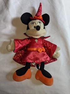 Minnie Mouse Hexe Plüsch Disney 13 Zoll rot Outfit Totenkopf Halskette - Bild 1 von 12