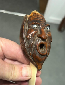 RARE 19TH CENTURY CARVED COROZO NUT GROTESQUE FACE LETTER OPENER