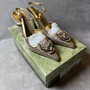 J.Renee Rachele Golf Fabric Faux jewels Ankle Strap Formal Heels 4M - Picture 1 of 8