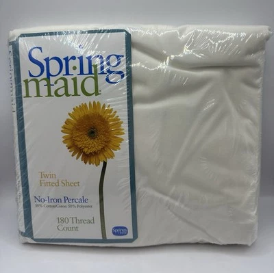 Spring Maid Twin Fitted Sheet 180 Thread Count white - Image 1 of 4