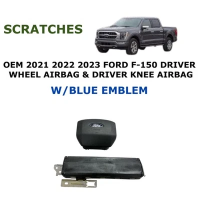 2021 2022 2023 Ford F-150 driver wheel airbag & knee BLACK RL3B-15043B13-AB - Image 1 of 4