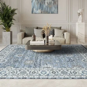 Multi Size Light Blue Hand Tufted Handmade Modern Floral Wool Oriental Area Rug - Picture 1 of 30