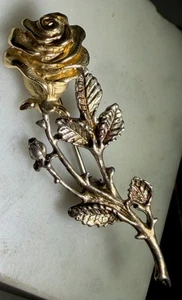 VINTAGE PETER BRAMS DESIGNS PBD 14K GELBGOLD & 925 ROSE BROSCHE ANSTECKNADEL 1 7/8” - Bild 1 von 4