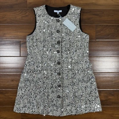 Antonio Melani Size 12 Shimmering Ice Emiliana Sequin Tweed Button Front Dress - Image 1 of 4