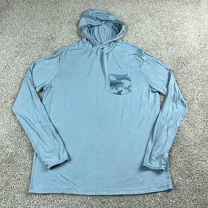 Free Fly Hoodie Mens Medium Blue Bamboo Uv Protection Breathable Lightweight - Picture 1 of 9