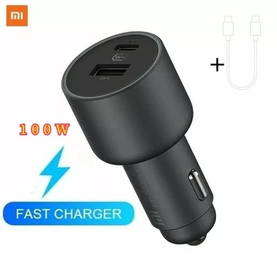 Original Xiaomi 100W Car Charger Fast Cigarette Lighter Adapter w/ Type-C Cable - Image 1 of 4
