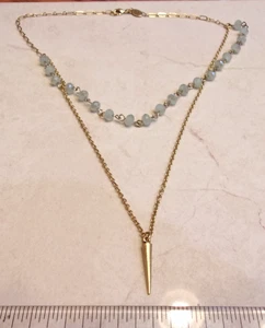 Beaucoup Designs Double Layered Choker Style Beaded Pendulum Necklace - Picture 1 of 9