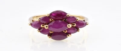 Ruby Cluster Ring in 10k Yellow Gold 1.59 Carats Size 7 - Image 1 of 4