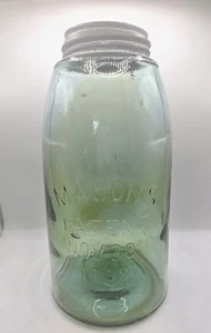 Mason's Patent Nov 30th 1858 Jar. Aqua with Amber Swirls - Picture 1 of 10