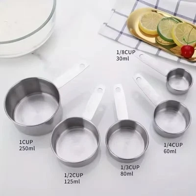 Measuring Cup 5 Pieces Silver Stainless Steel Measuring Cups for Kitchen - Image 1 of 4