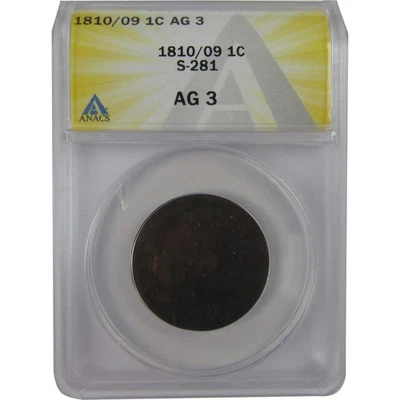 1810/09 Classic Head Large Cent AG 3 ANACS Copper SKU:CPC1197 - Image 1 of 4
