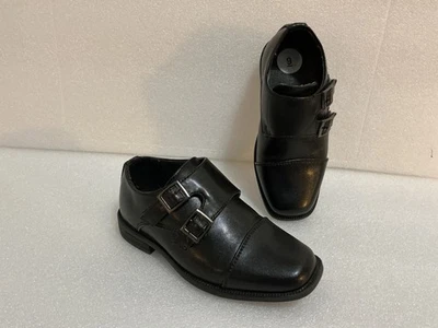 PERRY ELLIS PORTFOLIO "Monk" Boy’s Kid’s 9 Black Dress Shoes Self Fastener - Image 1 of 4