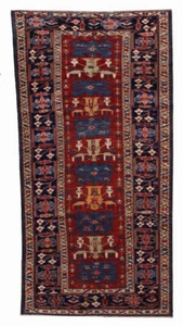 Handmade antique Caucasian Shirvan rug 4.4'x8.9' (134cmx271cm) 1880s - 1B491 - Picture 1 of 12