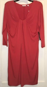 New York & Company Large Red 3/4 Sleeve V-Neck Women’s Bodycon Dress NWT - Picture 1 of 10