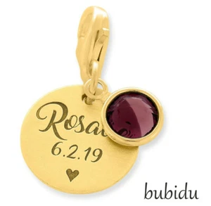 Namen Anhänger vergoldet Geburtsstein Geschenk zur Geburt Baby Taufanhänger gold - Imagen 1 de 5