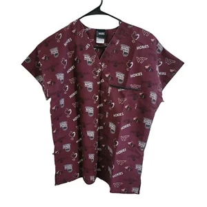 Virginia Tech Hokies Scrub Top Womens Small Red Basketball NBA Medical Uniform - Picture 1 of 4