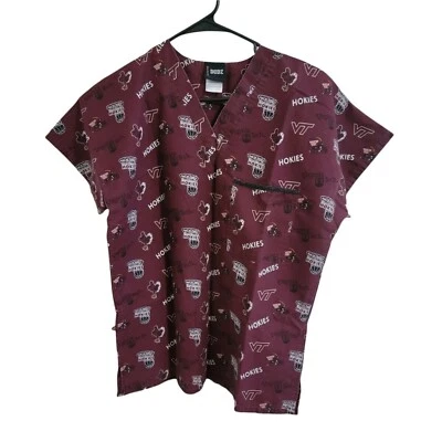 Virginia Tech Hokies Scrub Top Womens Small Red Basketball NBA Medical Uniform - Image 1 of 4