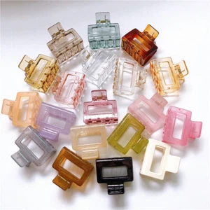 5cm Hollow Square Transparent Hair Claw Crab Clamp Hairgrip Women Accessories - Picture 1 of 30