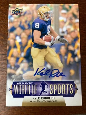 Autógrafo de novato Upper Deck 2011 Kyle Rudolph World of Sports Vikings automático Foto 1 de 2