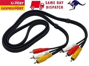 Premium AV Interconnect Cable 3 RCA Male 150cm Stereo Audio Video Lead Cord - Picture 1 of 5