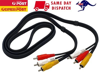 Premium AV Interconnect Cable 3 RCA Male 150cm Stereo Audio Video Lead Cord - Image 1 of 4