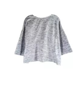 PURE JILL J JILL GRAY/WHITE STRIPED DROP SHOULDER FLEECE TOP SZ. L PETITE - Picture 1 of 9