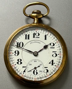 ILLINOIS A.LINCOLN MONTGOMERY DIAL TASCHENUHR 21 JEWELS FAHYS GEHÄUSE - FUNKTIONIERT - Bild 1 von 5