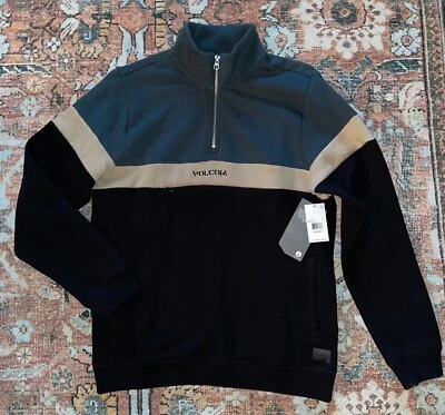 NWT VOLCOM Rainer Polo Pullover Sweatshirt SweaterHalf Zip Youth Boy Size XL NEW - Image 1 of 4