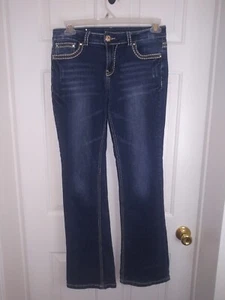Denim Couture Jeans Womens Size 11 Bootcut Embellished Flap Pockets Blue 30X31 - Picture 1 of 9