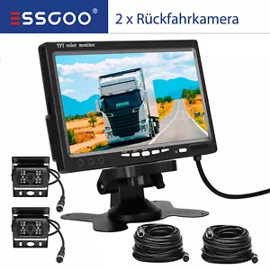 ESSGOO 2 x 4Pin Rückfahrkamera 10M + 7" Auto Monitor Einparkhilfe für RV LKW Bus - Bild 1 von 12