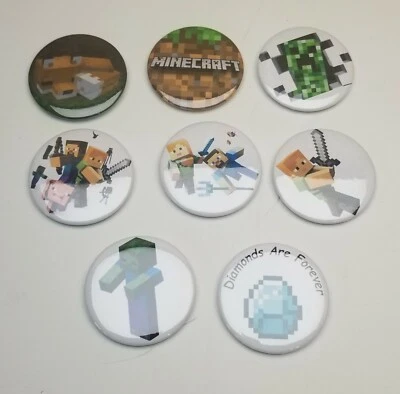 Minecraft Badge 2 1/4" (2.25 inch) Button / Pin / Logo / 8 pins Collectibles - Image 1 of 4