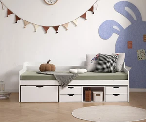 London Cabin Day Bed - White Kids Bed with Underbed Storage - Picture 1 of 5