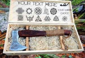 CUSTOM HAND FORGED CARBON STEEL VIKING TOMAHAWK TACTICAL HUNTING HATCHET AXE BOX - Picture 1 of 7
