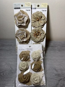 Fabric & Paper Flowers Scrapbooking Embellishments Lot of 3 Recollections - Picture 1 of 1