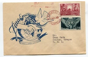Romania 1947 C.G.M . ERÓS LÁSZLÓ  FDC, rare mailed cover to USA - Picture 1 of 2