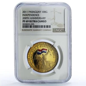 Paraguay 100 guarani Independence History Politics PF69 NGC CuAl coin 2011 - Picture 1 of 2