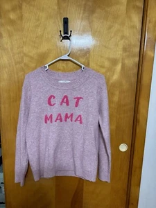 Women’s Loft Sweater Small Purple Roundneck Longsleeve Stretch Soft CAT MAMA - Picture 1 of 4