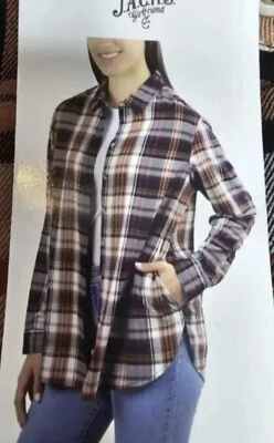 Jachs New York Girlfriend Soft Brushed Casual Shirt Copper Check Size S
