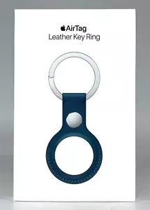 OEM Apple AirTag Leather Key Ring Holder - Baltic Blue NEW SEALED - Picture 1 of 2