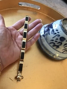 Salvatore Ferragamo Black / Gold Vara Leather Gold Buckle Accent Bracelet - Picture 1 of 10
