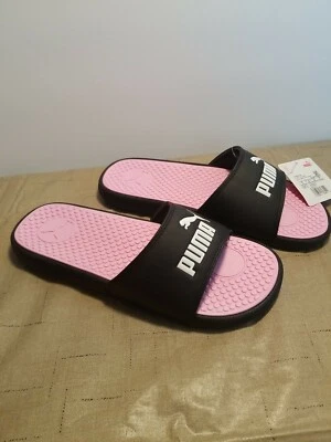 PUMA Women's Cool Cat Black/Pink/White Logo Slide Sandals - US 10 Street Wear - Image 1 of 4