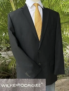 WILKE RODRIGUEZ SPORTS COAT SIZE 46L XLONG BLACK SUIT JACKET BLAZER - Picture 1 of 12