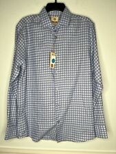 F/X Fusion Button Down Shirt Mens Medium New NWT Long Sleeve Blue Plaid Checks