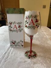NEW Cypress Refresh Christmas Monogrammed ‘A’ Wineglass With Decorative Box